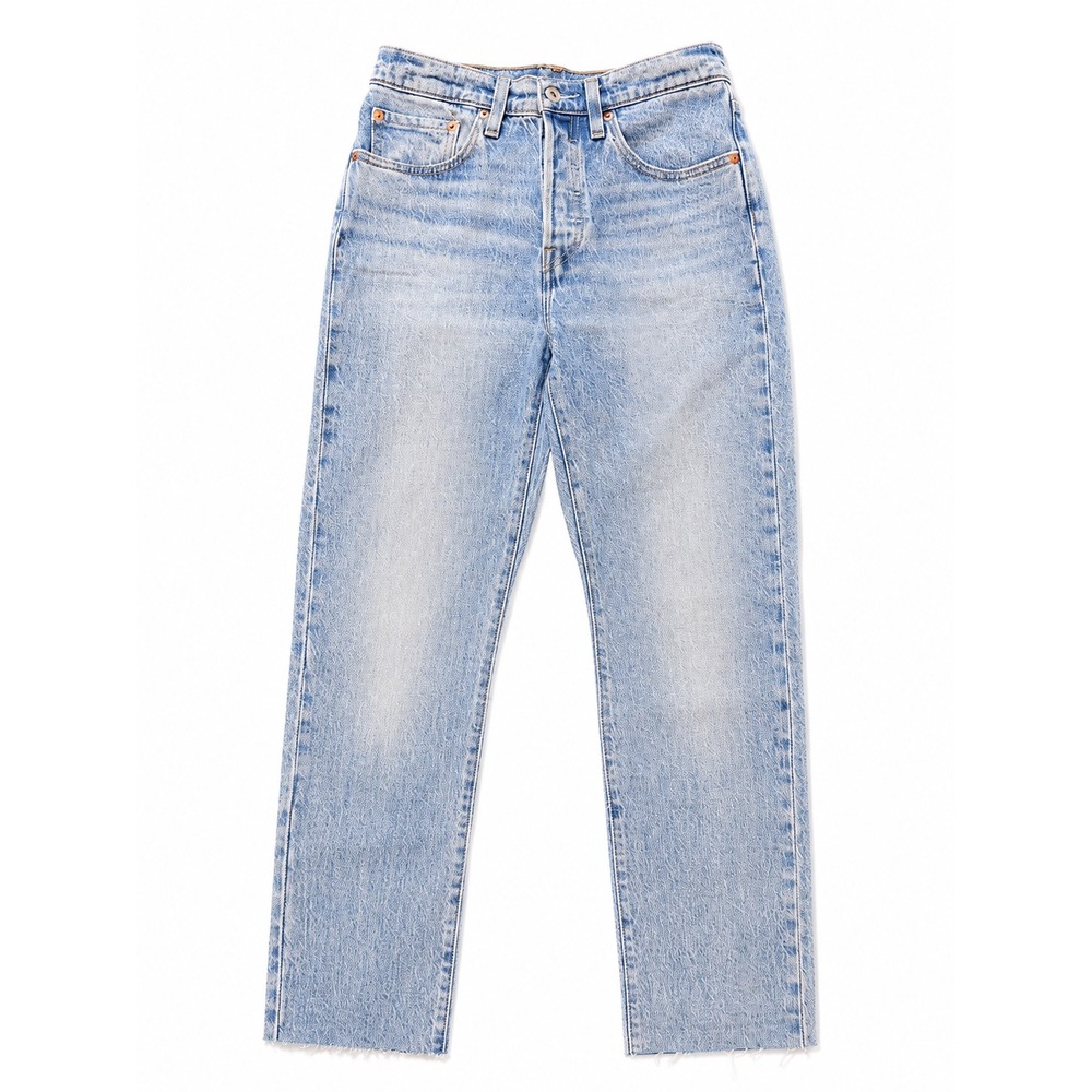 Levis Premium 501 Original Fit Womens Jeans W27‎ L30 Light Wash Raw Hem